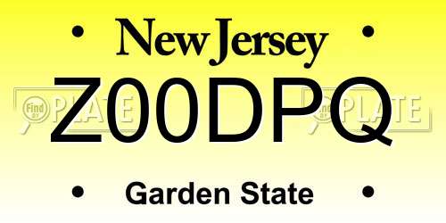 Z00DPQ New Jersey License Plate