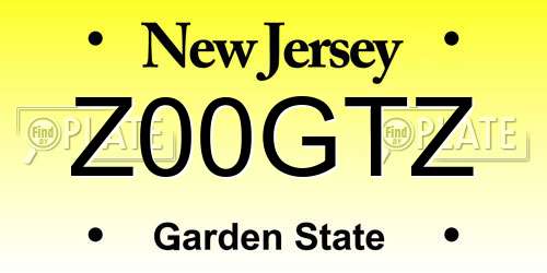Z00GTZ New Jersey License Plate