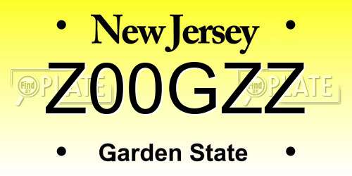 Z00GZZ New Jersey License Plate