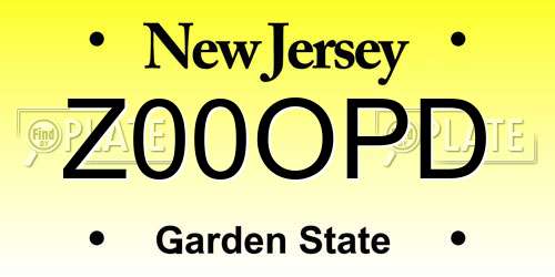 Z00OPD New Jersey License Plate