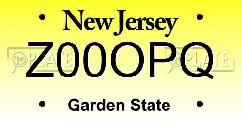 Z00OPQ New Jersey License Plate