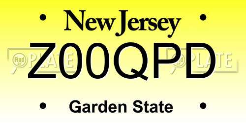 Z00QPD New Jersey License Plate