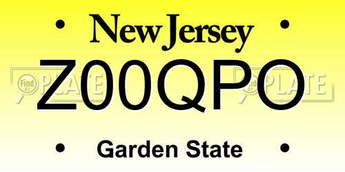 Z00QPO New Jersey License Plate