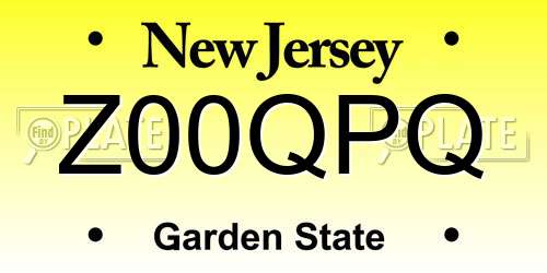 Z00QPQ New Jersey License Plate