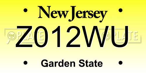 Z012WU New Jersey License Plate