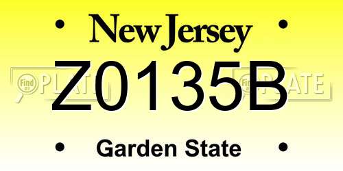 Z0135B New Jersey License Plate