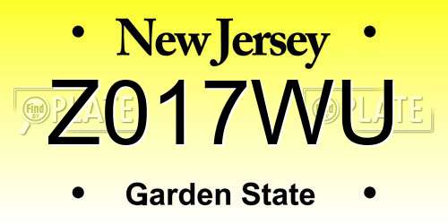 Z017WU New Jersey License Plate