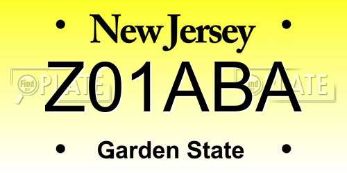 Z01ABA New Jersey License Plate