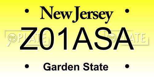 Z01ASA New Jersey License Plate