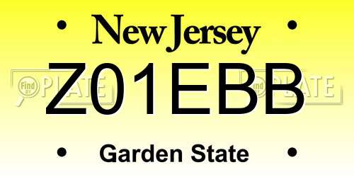 Z01EBB New Jersey License Plate
