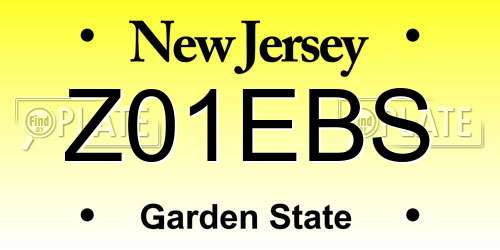 Z01EBS New Jersey License Plate