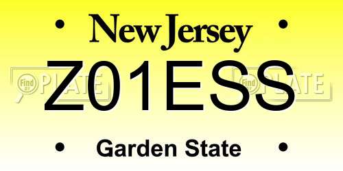 Z01ESS New Jersey License Plate