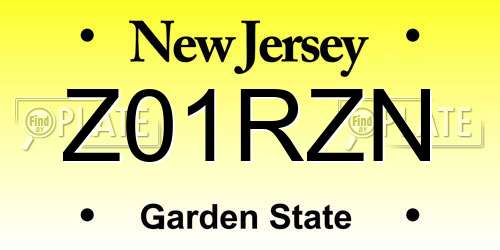 Z01RZN New Jersey License Plate