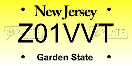 Z01VVT New Jersey License Plate