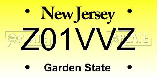 Z01VVZ New Jersey License Plate
