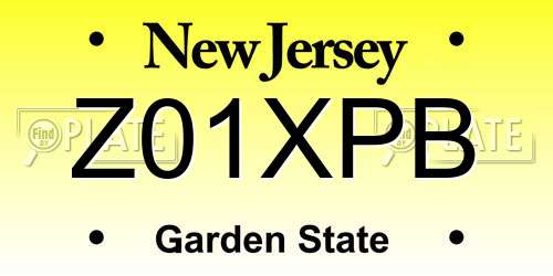 Z01XPB New Jersey License Plate