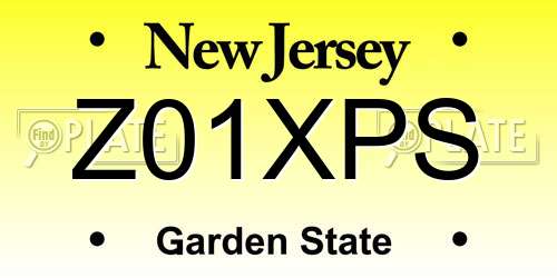 Z01XPS New Jersey License Plate