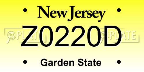 Z0220D New Jersey License Plate