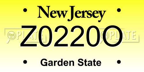 Z0220O New Jersey License Plate
