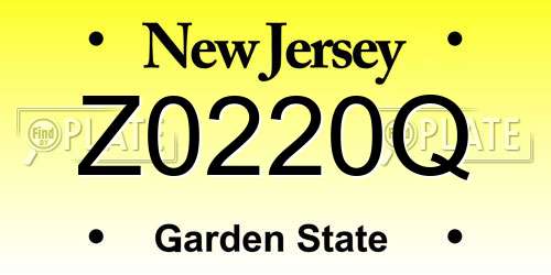 Z0220Q New Jersey License Plate
