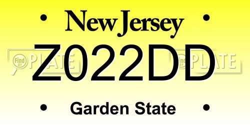 Z022DD New Jersey License Plate
