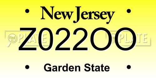 Z022OO New Jersey License Plate