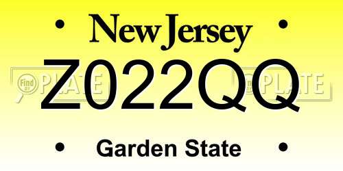 Z022QQ New Jersey License Plate