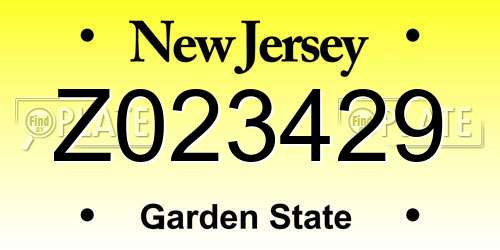 Z023429 New Jersey License Plate