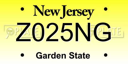 Z025NG New Jersey License Plate