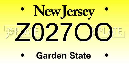 Z027OO New Jersey License Plate