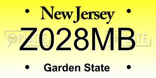 Z028MB New Jersey License Plate