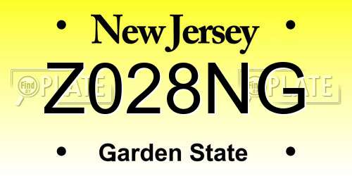 Z028NG New Jersey License Plate