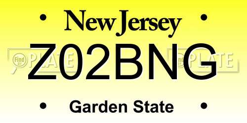 Z02BNG New Jersey License Plate