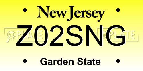 Z02SNG New Jersey License Plate