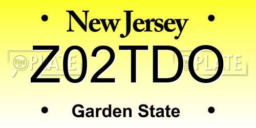 Z02TDO New Jersey License Plate