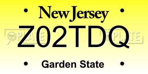 Z02TDQ New Jersey License Plate