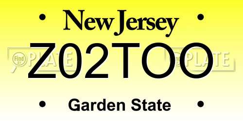 Z02TOO New Jersey License Plate