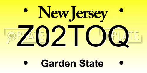 Z02TOQ New Jersey License Plate