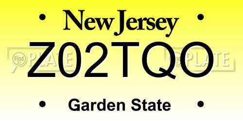 Z02TQO New Jersey License Plate