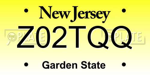 Z02TQQ New Jersey License Plate