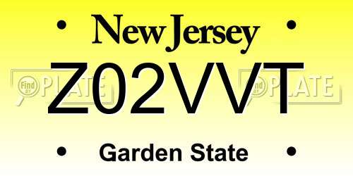 Z02VVT New Jersey License Plate