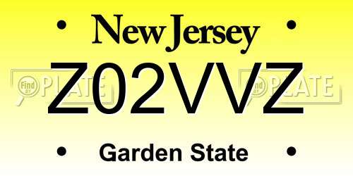 Z02VVZ New Jersey License Plate