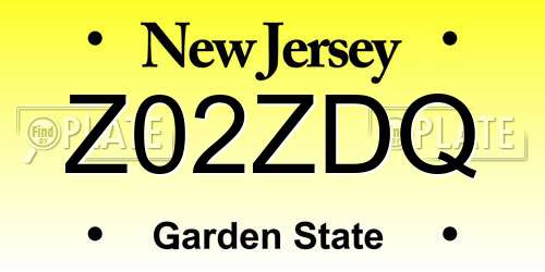 Z02ZDQ New Jersey License Plate