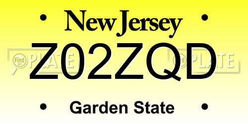 Z02ZQD New Jersey License Plate