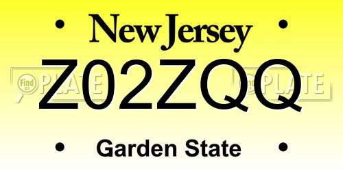 Z02ZQQ New Jersey License Plate