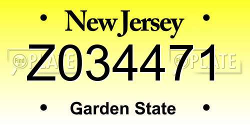 Z034471 New Jersey License Plate