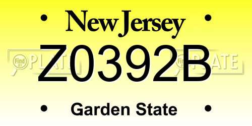 Z0392B New Jersey License Plate