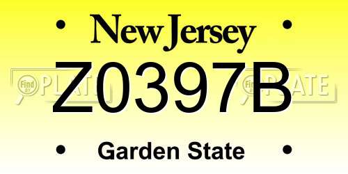 Z0397B New Jersey License Plate