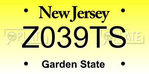 Z039TS New Jersey License Plate