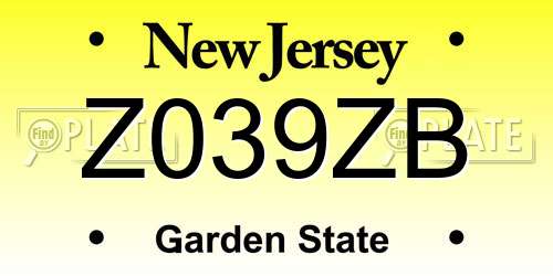 Z039ZB New Jersey License Plate